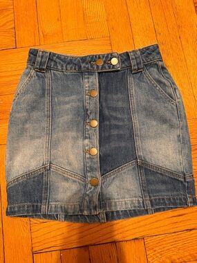 Girls' Two-Tone Blue Denim Button-Front Mini Skirt